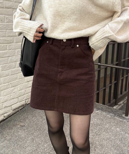 CAPRICIEUX LE'MAGE（カプリシューレマージュ）の「【新色/レイヤード対応】コーデュロイ台形スカート（スカート・レディース・ブラック/ベージュ/ブラウン・36/38）」の3枚目の写真