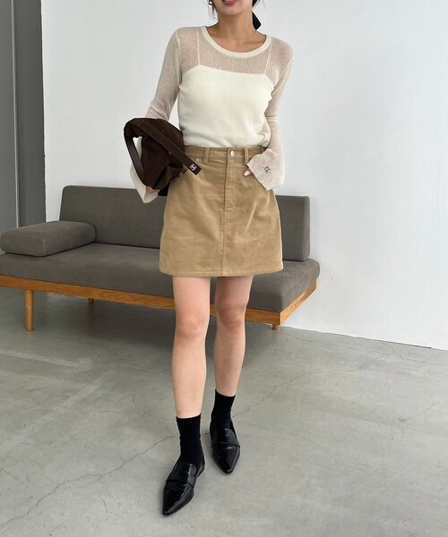 セール】【新色/レイヤード対応】コーデュロイ台形スカート（スカート