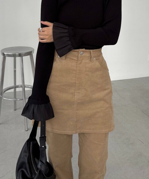 CAPRICIEUX LE'MAGE（カプリシューレマージュ）の「【新色/レイヤード対応】コーデュロイ台形スカート（スカート・レディース・ブラック/ベージュ/ブラウン・36/38）」の22枚目の写真