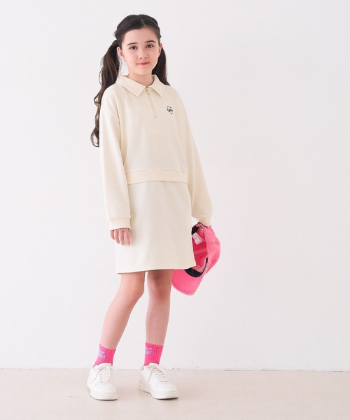 coca（coca）（コカ）の「キッズ　ドッキングスウェットワンピース（ワンピース・キッズ・アイボリー/ブラック・120/150/130/140）」の3枚目の写真