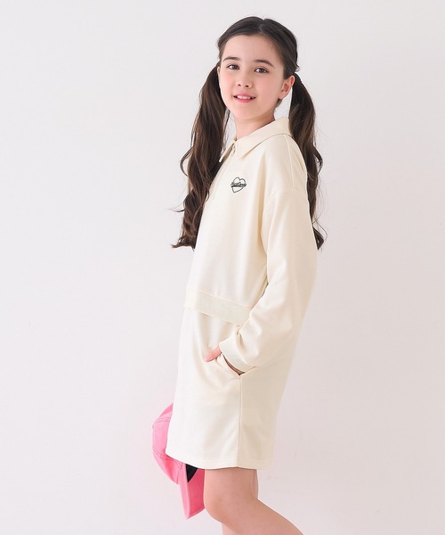 coca（coca）（コカ）の「キッズ　ドッキングスウェットワンピース（ワンピース・キッズ・アイボリー/ブラック・120/150/130/140）」の4枚目の写真