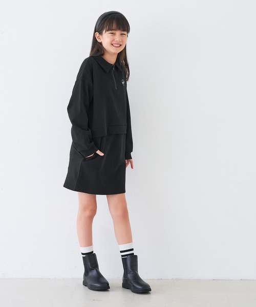 coca（coca）（コカ）の「キッズ　ドッキングスウェットワンピース（ワンピース・キッズ・アイボリー/ブラック・120/150/130/140）」の10枚目の写真