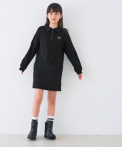 coca（coca）（コカ）の「キッズ　ドッキングスウェットワンピース（ワンピース・キッズ・アイボリー/ブラック・120/150/130/140）」の12枚目の写真