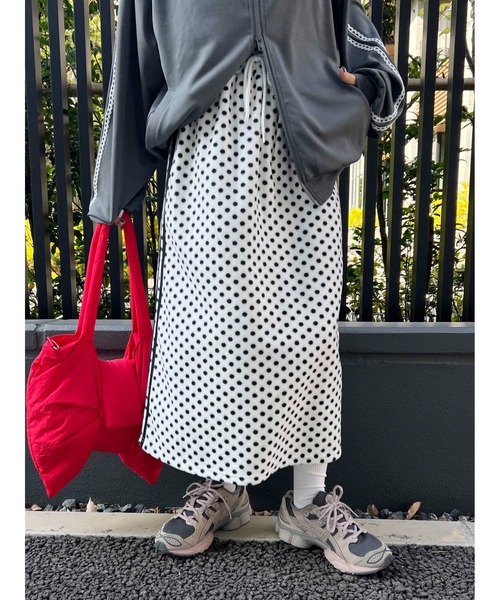 WC(ダブル シー)の「《セットアップ対応★》ドットフリースロングスカート(スカート・レディース・ホワイト/ブラック・FREE)」の20枚目の写真
