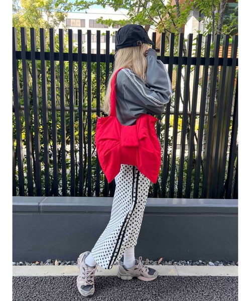 WC(ダブル シー)の「《セットアップ対応★》ドットフリースロングスカート(スカート・レディース・ホワイト/ブラック・FREE)」の6枚目の写真