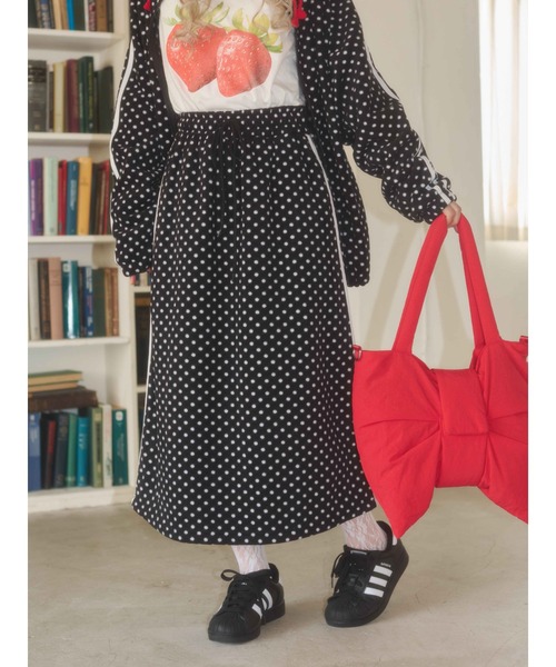 WC(ダブル シー)の「《セットアップ対応★》ドットフリースロングスカート(スカート・レディース・ホワイト/ブラック・FREE)」の13枚目の写真