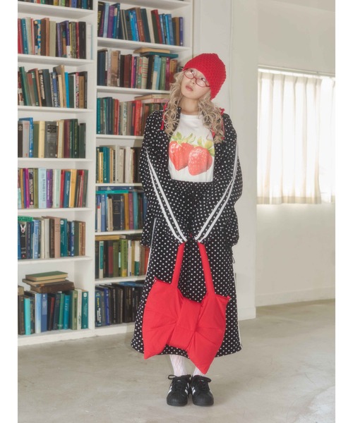 WC(ダブル シー)の「《セットアップ対応★》ドットフリースロングスカート(スカート・レディース・ホワイト/ブラック・FREE)」の3枚目の写真