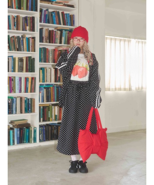 WC(ダブル シー)の「《セットアップ対応★》ドットフリースロングスカート(スカート・レディース・ホワイト/ブラック・FREE)」の10枚目の写真