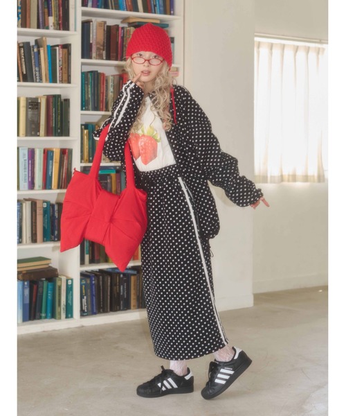 WC(ダブル シー)の「《セットアップ対応★》ドットフリースロングスカート(スカート・レディース・ホワイト/ブラック・FREE)」の22枚目の写真