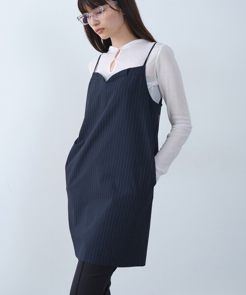 CODE A(コードエー)の「tailored mood mini dress(ワンピース・レディース・グレー系2/ネイビー系2・00)」の2枚目の写真