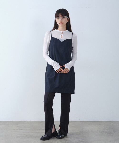 CODE A(コードエー)の「tailored mood mini dress(ワンピース・レディース・グレー系2/ネイビー系2・00)」の3枚目の写真