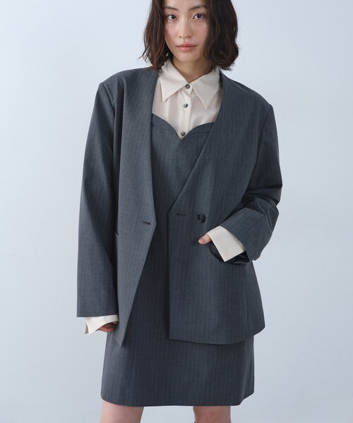 CODE A(コードエー)の「tailored mood mini dress(ワンピース・レディース・グレー系2/ネイビー系2・00)」の13枚目の写真