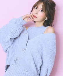 marun | ＜大きいサイズ＞ハート柄編モールカーディガン　marun(カーディガン/ボレロ)