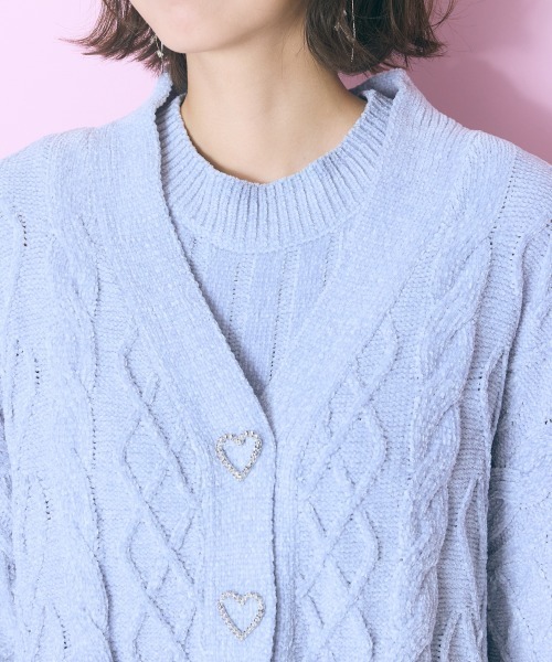 marun（マルン）の「＜大きいサイズ＞ハート柄編モールカーディガン　marun（カーディガン/ボレロ・レディース・グレー/ネイビー・L/5L/4L/3L/LL）」の7枚目の写真