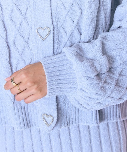 marun（マルン）の「＜大きいサイズ＞ハート柄編モールカーディガン　marun（カーディガン/ボレロ・レディース・グレー/ネイビー・L/5L/4L/3L/LL）」の8枚目の写真