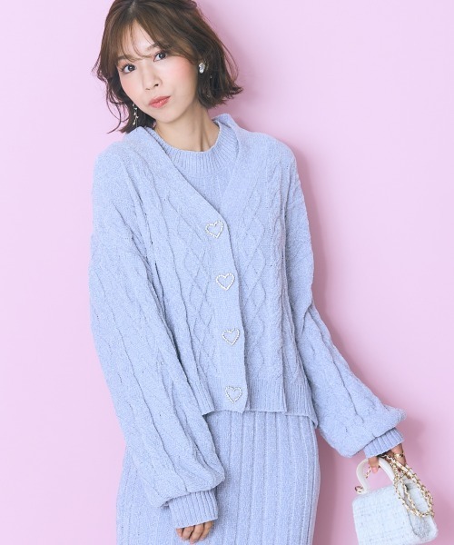 marun（マルン）の「＜大きいサイズ＞ハート柄編モールカーディガン　marun（カーディガン/ボレロ・レディース・グレー/ネイビー・L/5L/4L/3L/LL）」の15枚目の写真