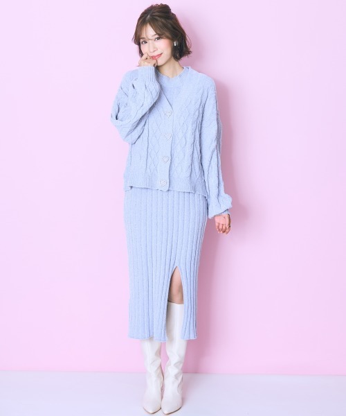 marun（マルン）の「＜大きいサイズ＞ハート柄編モールカーディガン　marun（カーディガン/ボレロ・レディース・グレー/ネイビー・L/5L/4L/3L/LL）」の22枚目の写真