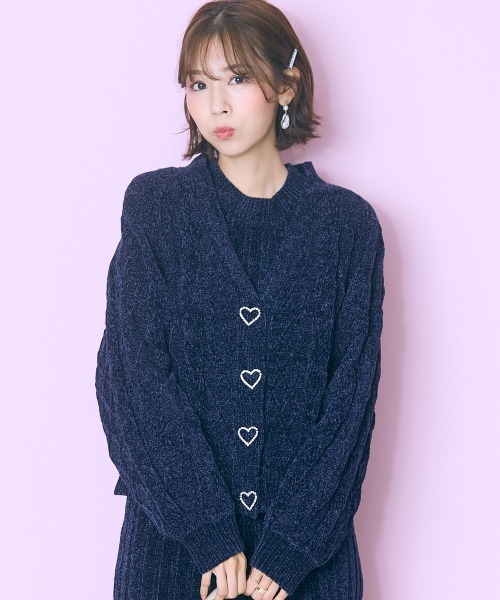 marun（マルン）の「＜大きいサイズ＞ハート柄編モールカーディガン　marun（カーディガン/ボレロ・レディース・グレー/ネイビー・L/5L/4L/3L/LL）」の21枚目の写真