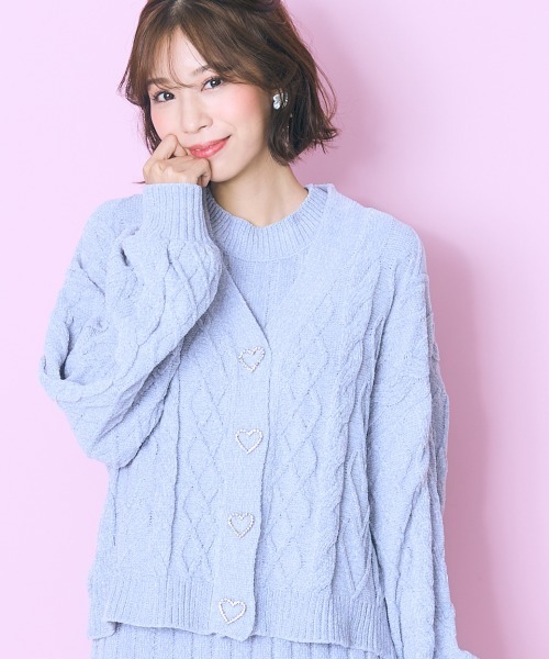 marun（マルン）の「＜大きいサイズ＞ハート柄編モールカーディガン　marun（カーディガン/ボレロ・レディース・グレー/ネイビー・L/5L/4L/3L/LL）」の16枚目の写真