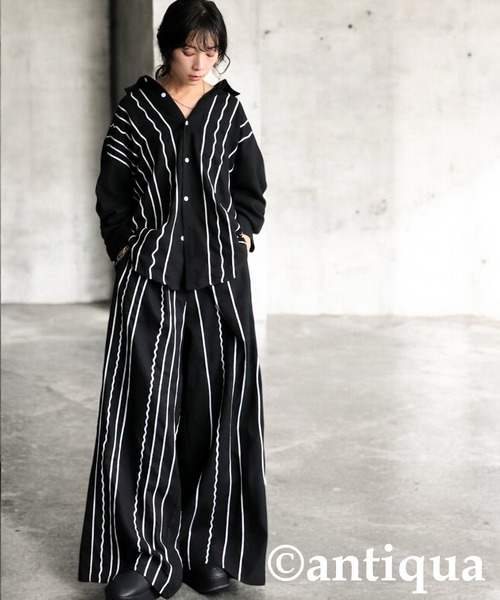 antiqua(アンティカ)の「刺繍ラインワイドパンツ(その他パンツ・レディース・ブラック系その他/ホワイト系その他・MEDIUM/LARGE)」の8枚目の写真