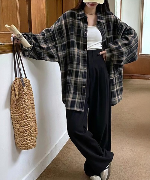 SpRay（スプレイ）の「ビエラBIGチェックシャツ（シャツ/ブラウス・レディース・ブラウン/ボルドー/ブラック系その他/キャメル・FREE）」の10枚目の写真