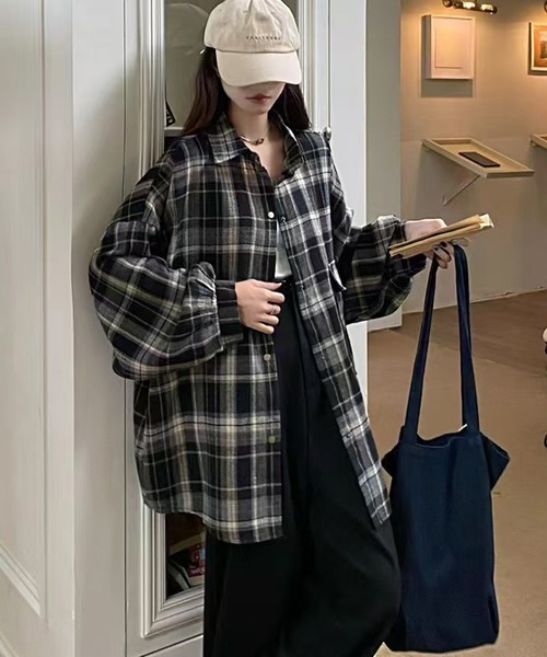 SpRay（スプレイ）の「ビエラBIGチェックシャツ（シャツ/ブラウス・レディース・ブラウン/ボルドー/ブラック系その他/キャメル・FREE）」の11枚目の写真