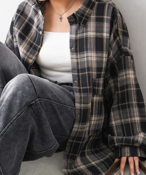 SpRay（スプレイ）の「ビエラBIGチェックシャツ（シャツ/ブラウス・レディース・ブラウン/ボルドー/ブラック系その他/キャメル・FREE）」の22枚目の写真