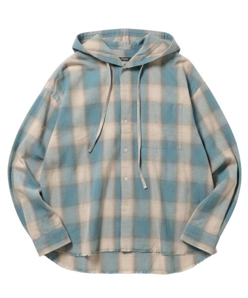 Beautiful Harmony（ビューティフルハーモニー）の「オーバーサイズフードシャツ（シャツ/ブラウス・メンズ・ブラウン/ブルー/ブラック・MEDIUM/LARGE）」の3枚目の写真