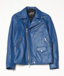 美品 USA製 NEPENTHES VIA ライダースジャケット 牛革 ブルー 美品 USA製 NEPENTHES VIA ライダースジャケット 牛革 ブルー