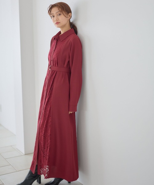 Andemiu(アンデミュウ)の「【選べる着丈】フロントレースキリカエワンピース602701(ワンピース・レディース・チャコールグレー/モカ/ボルドー・FREE/フリー)」の3枚目の写真