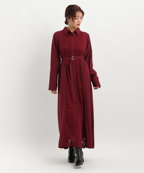 Andemiu(アンデミュウ)の「【選べる着丈】フロントレースキリカエワンピース602701(ワンピース・レディース・チャコールグレー/モカ/ボルドー・FREE/フリー)」の4枚目の写真