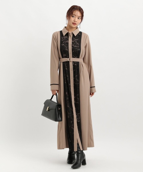 Andemiu(アンデミュウ)の「【選べる着丈】フロントレースキリカエワンピース602701(ワンピース・レディース・チャコールグレー/モカ/ボルドー・FREE/フリー)」の5枚目の写真