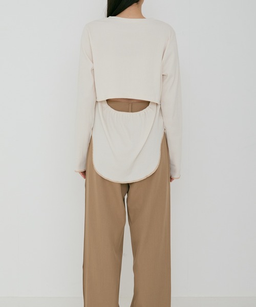 Alia(アリア)の「back round cut-sew(Tシャツ/カットソー・レディース・ミント/ベージュ・FREE)」の4枚目の写真