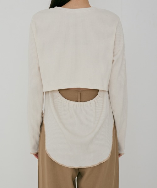 Alia(アリア)の「back round cut-sew(Tシャツ/カットソー・レディース・ミント/ベージュ・FREE)」の6枚目の写真