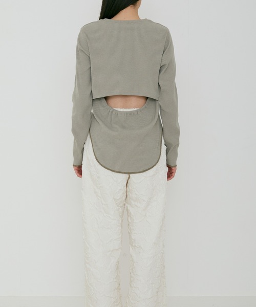 Alia(アリア)の「back round cut-sew(Tシャツ/カットソー・レディース・ミント/ベージュ・FREE)」の8枚目の写真