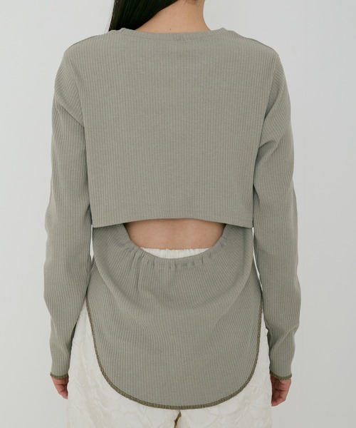 Alia(アリア)の「back round cut-sew(Tシャツ/カットソー・レディース・ミント/ベージュ・FREE)」の9枚目の写真