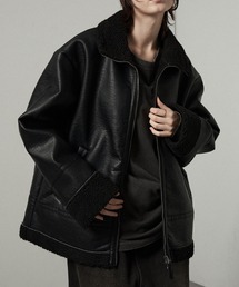 【Alfred Alex】ヴィンテージ加工 B-3 ハイネック ダブルジップ ボアジャケット