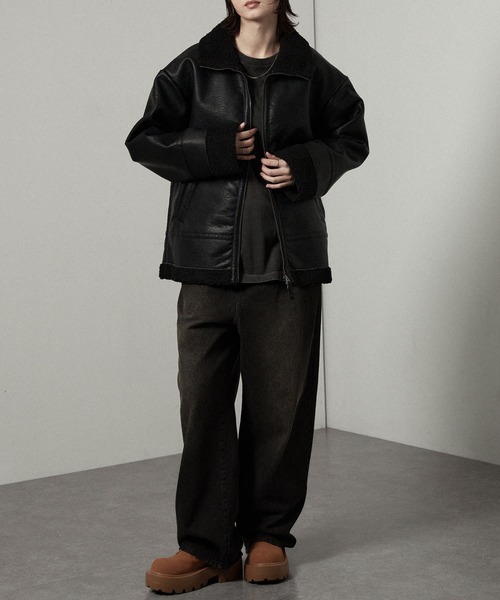 セール】【Alfred Alex】ヴィンテージ加工 B-3 ハイネック ダブル