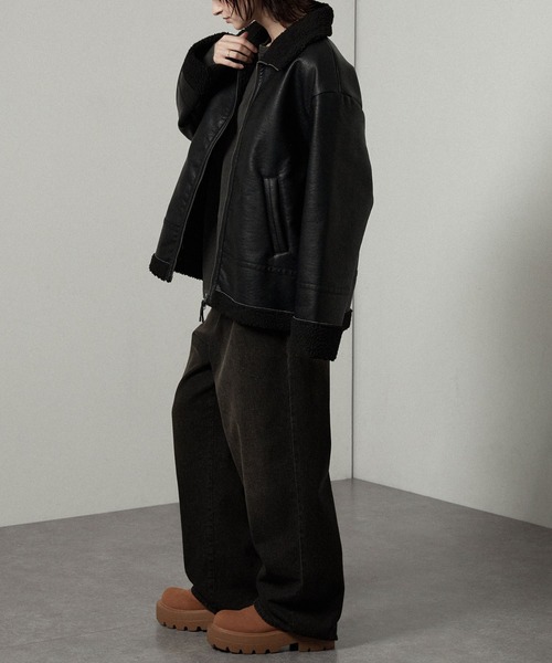 セール】【Alfred Alex】ヴィンテージ加工 B-3 ハイネック ダブル