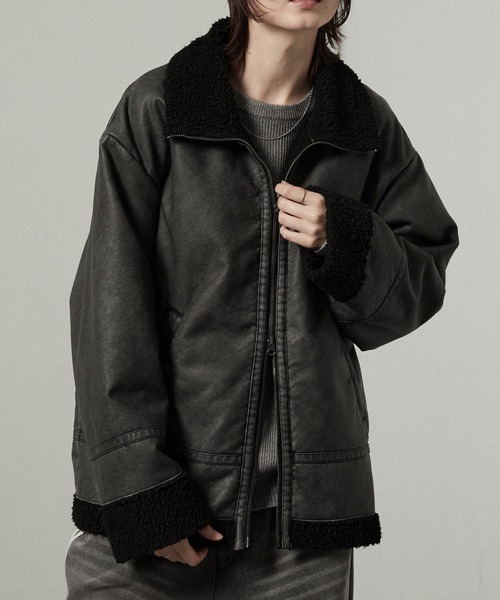 セール】【Alfred Alex】ヴィンテージ加工 B-3 ハイネック ダブル