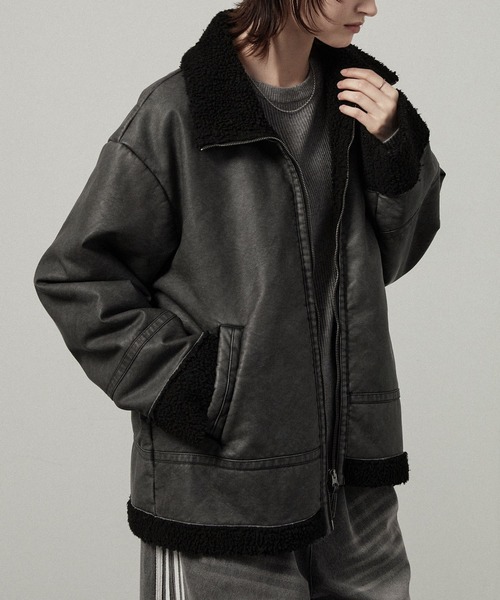 セール】【Alfred Alex】ヴィンテージ加工 B-3 ハイネック ダブル