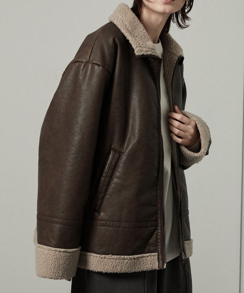 セール】【Alfred Alex】ヴィンテージ加工 B-3 ハイネック ダブル