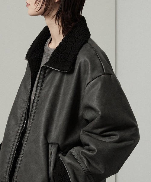 セール】【Alfred Alex】ヴィンテージ加工 B-3 ハイネック ダブル