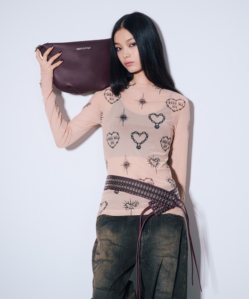 anna sui nyc（アナ スイ エヌ ワイ シー）の「スタッズベルトレザーバック（ショルダーバッグ・レディース・ブラック/ワイン・FREE）」の12枚目の写真