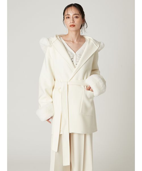 FRAY I.D ウールトレンチリバーコート　ホワイト 新作！ウェーブウールリバートレンチコート | FRAY I.D | ショップ