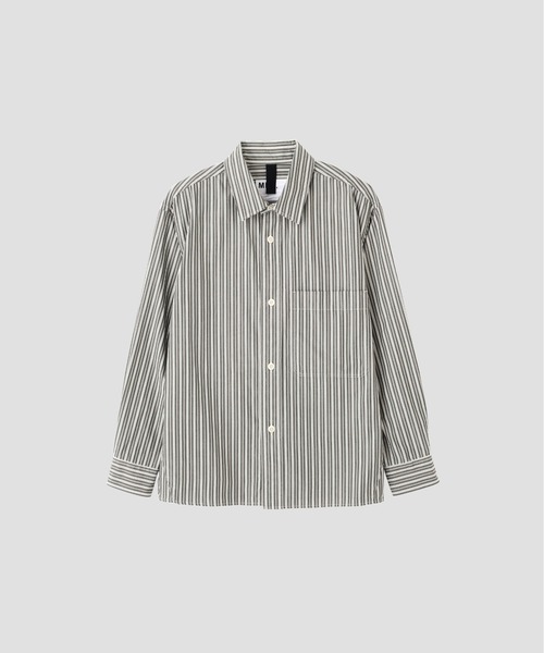 MHL.（エムエイチエル）の「TWO TONE COTTON STIRIPE（シャツ/ブラウス・メンズ・ダークグリーン・LARGE/MEDIUM/SMALL）」の4枚目の写真