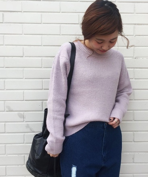 Kastane(カスタネ)の「モチモチ畦プルオーバー(ニット/セーター・レディース・ピンク/カーキ/ネイビー/キャメル・FREE)」の4枚目の写真