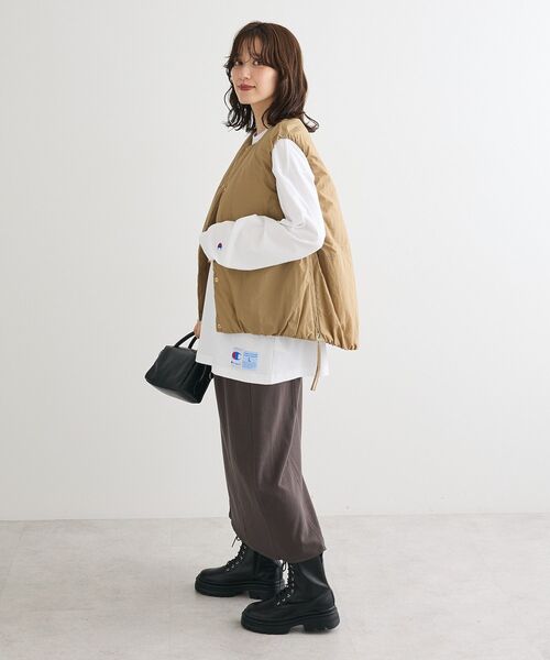 Green　Parks（グリーンパークス）の「サイドZIP中綿コクーンベスト（ベスト・レディース・ブラック/ボルドー/ベージュ・FREE）」の5枚目の写真