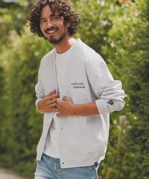 mcg3724-10oz loose fit cardigan with cursive embroidery カーディガン(1M25F320)