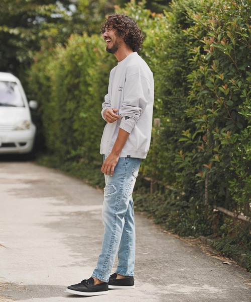 1minute 1second(ワンミニットワンセカンド)の「mcg3724-10oz loose fit cardigan with cursive embroidery カーディガン(1M25F320)(カーディガン/ボレロ・メンズ・アッシュ/ネイビー/ブラック・XL/L/M)」の8枚目の写真